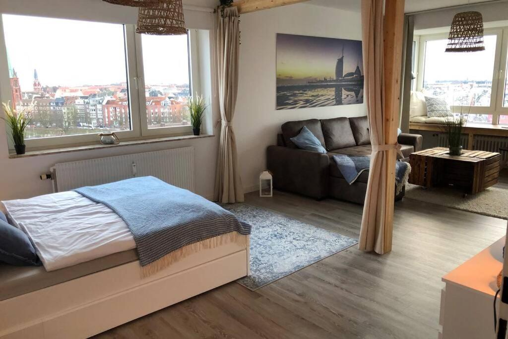 Yachtpanorama Weser Und Yachthafenblick 1 Zi 7Og เบรเมอร์ฮาเฟิน ภายนอก รูปภาพ